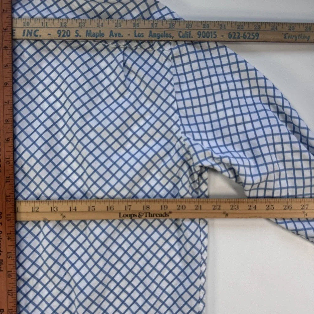 BANANA REPUBLIC Long Sleeve Button Up Shirt Mens 15-15 1/2 Med Blue Pattern